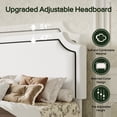 thumbnail image 5 of Amolife Queen Bed Frame, Upholstered Platform Bed with Streamlined Adjustable Headboard, No Box Spring Required, White, Velvet, 5 of 12