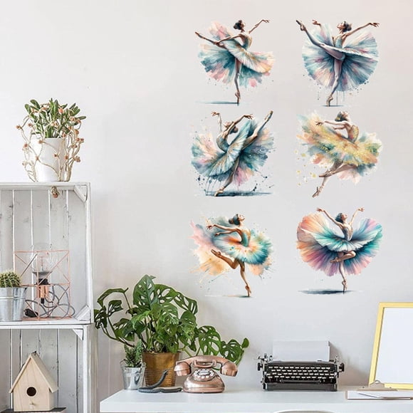 Calcomanías de pared de bailarina, pegatinas de pared de chica de Ballet, impermeables, calcomanías artísticas de pared de bailarina de Ballet para do