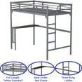 thumbnail image 4 of MIDODO Metal Loft Bed, Twin Loft Bed Frame, Mattress Foundation,Space-Saving, Noise Free, for Adults/Teens, No Box Spring Needed, 4 of 11