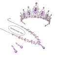 thumbnail image 6 of rygai 3Pcs/Set Wedding Crown Faux Crystal Electroplating Exaggerated Geometric Shape Shiny Dress Up Alloy Wedding Dress Bride Earrings Necklace Set Jewelry Gift,Rose Red, 6 of 8