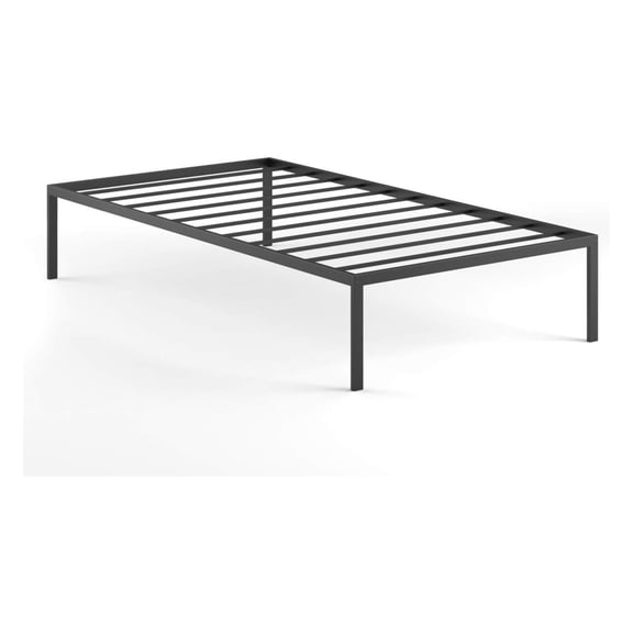 Bed Frame Metal 14 Inch No Box Spring Needed Stable Mattress Foundation Steel Slat Support Platform (Black, Twin)