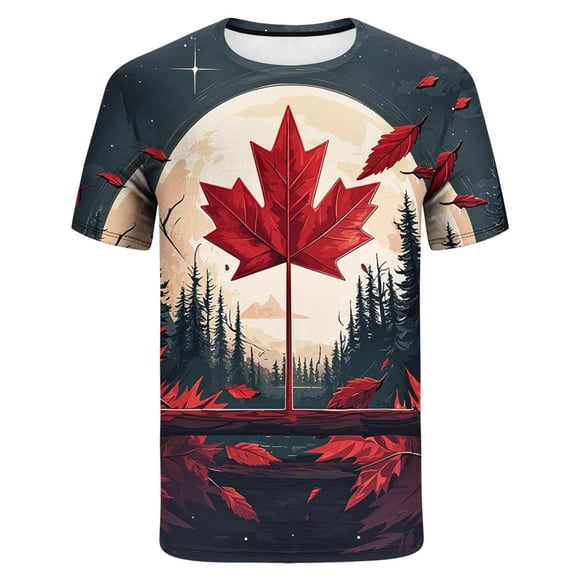 Mens Canada Pride T Shirt Canadian Flag Short Sleeve Holiday Tees Top Men's Canada Day Graphic Tee Tops Classic Fit Men Canada Day Graphic Tee