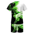thumbnail image 5 of Coachella Outfits for Men Short/long Sleeve Color Solid Beach Outfits Flower Print Summer Tropical Suit Comfy Summer Beach Short Sets Outfits,Green,XXXL, 5 of 5