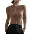 thumbnail image 1 of AherBiu Chandails à Manches Longues pour Femmes Couche de Base sous-Maillots Col Roulé Coupe Ajustée T-Shirts Blouse, 1 of 7