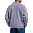 thumbnail image 5 of Qwertyu Men's Waffle Long Sleeve Shirts Stand Collar Casual Sweatshirt Lightweight V Neck Winter Knit Pullover Tops Light Purple S, 5 of 7