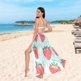 thumbnail image 6 of FORMRS Womens Long Sarong Beach Wrap Semi-Sheer Bikini Skirt Bathing Swimsuit Cover Up, Red Strawberry, 6 of 7