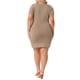 thumbnail image 3 of Vestidos de envoltura de tamaño grande para mujer Agnes Orinda, escote cuadrado, mangas cortas, vestido casual de verano midi 3X café, 3 of 6