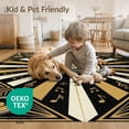 thumbnail image 4 of ODIKA 3'x5' Washable Throw Rug Stain Resistant, Low Profile, Non-Slip Record Vintage Vinyl Disco Groove Rays Music Symbols Player Dj for Entryway, Kitchen, Mudroom, 4 of 7
