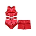 thumbnail image 3 of YiZYiF Kids Girls Crisscross Cutout Ballet Dance Unitard with Shorts Set Athletic Gym Suit Ballerina Costume Red 6, 3 of 5