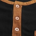 thumbnail image 4 of Mens Shirts, Long Sleeve Henley Shirts for Men Waffle Knit 3-Button Color Block Tees Lightweight Elbow Patches Fall Tops with Pocket, 4 of 5