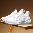 thumbnail image 3 of Men's All-Black Breathable Knit Running Shoes, Lightweight Lace-Up Athletic Sneakers, Non-Slip Casual Footwear for Gym, Walking, and Everyday Activities, 3 of 10