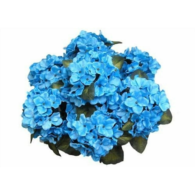 JenlyFavors 22 Inch X-Large Satin Artificial Hydrangea Silk Flower Bush 7 Heads (Turquoise)