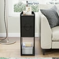 thumbnail image 5 of Narrow Nightstand Set of 2 with Drawers, Fluted Slim Side End Table with Storage for Small Spaces, Black, 5 of 8