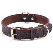 Genuine Leather Dog Collar Durable Alloy Hardware for Medium Extra Large Dogs, L