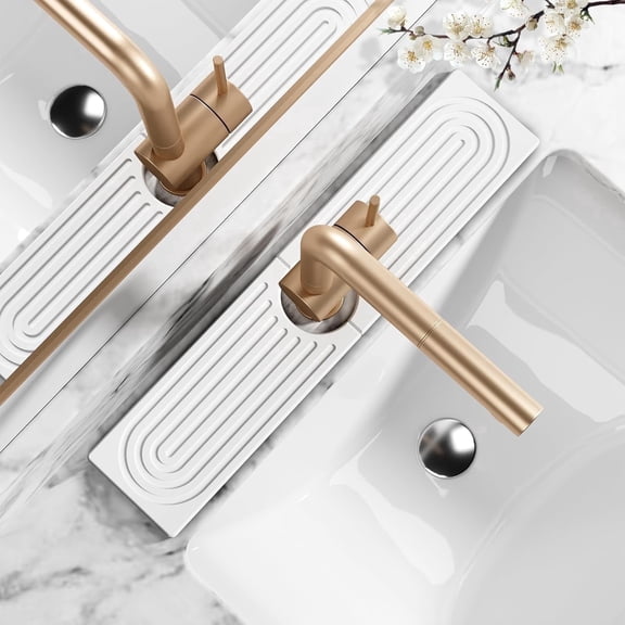 Diatomite Bath Mat for Kitchen Sink & Bathroom - Quick Dry Absorbent Stone Tray, Splash Guard to Help Prevent Water Stains