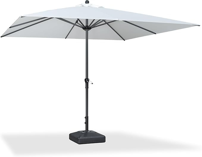 PURPLE LEAF 10' x 10' Patio Market Umbrella Outdoor Table Sun Umbrellas with Crank 8 Aluminum Sturdy Ribs for Pool Deck Backyard Beach White