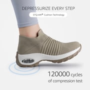 STQ Women's Walking Shoes Slip on Breathable Sneakers Taupe US 8