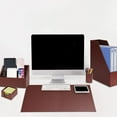 thumbnail image 2 of 6 Piece Office Supplies/Desk Organizer Set with Desktop Leather Writing Pad,File Paper Tray,Magazine folder Holder, Pen Cup,Sticky Note Holder,Letter Mail Sorter,Workspace Decor for Women Men Brown, 2 of 14