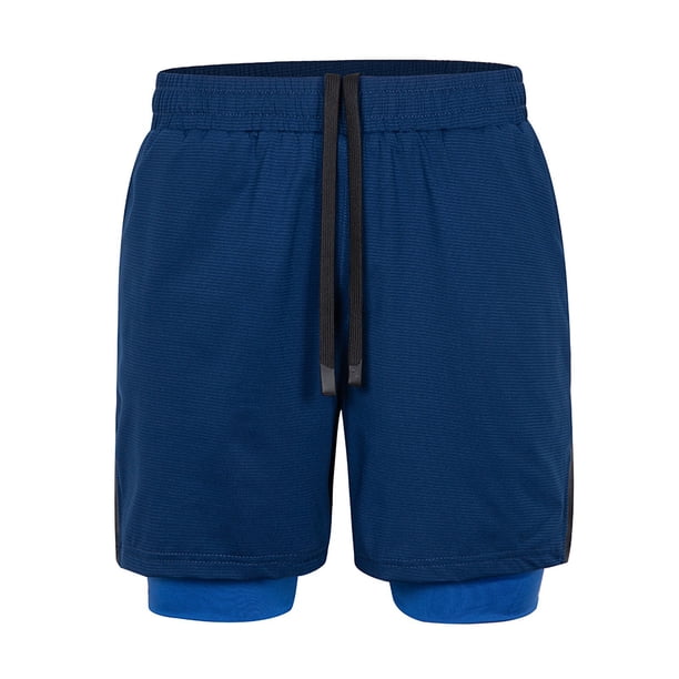 pstuiky Abreviatura para hombres, Pantalones cortos deportivos de verano dos en uno para hombre, para correr, entrenar y fitness, con cuadros pequeños y lisos. Pantalones cortos cargo