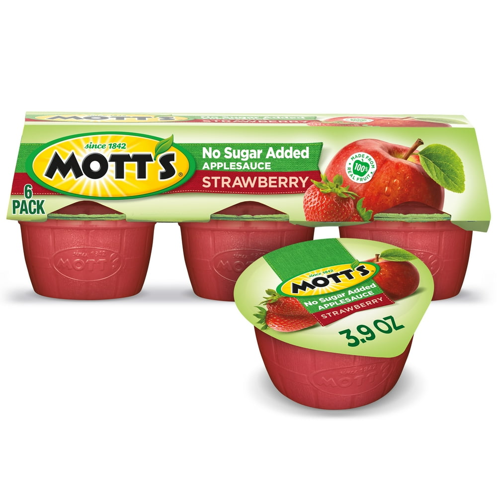 Mott's No Sugar Added Strawberry Applesauce, 3.9 oz cups, 6 count