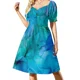 thumbnail image 1 of Mermaid Lake: Vestido de manga corta con pintura abstracta de tinta de alcohol, vestidos largos para fiesta de graduación, 1 of 7