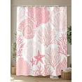 thumbnail image 4 of Boanket Polyester Fabric Coastal Pink Shower Curtain, Ocean Coral Starfish Shell Modern Sea Waterproof Bathtub Curtain Bathroom Decor Set with Hooks 36 x 72 Inches,, 4 of 6