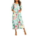 thumbnail image 5 of Avidlove Women Zipper Front Robes Full Length Housecoat Short Sleeve Bathrobes with Pocket Loungewear, 5 of 6