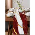 thumbnail image 2 of Red Marble Burlap Cotton Table Runner 13x90 Inches Long, Luxury Gold White Abstract Cracks Artwork Farmhouse Table Runners, Outdoor Dining Tablecloths Decor for Baby Shower/Party/Wedding, 2 of 6