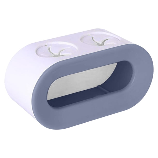 Portacepillos de dientes de doble orificio, sin perforaciones, accesorio de baño para cepillos de dientes gris