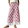 thumbnail image 2 of Tqcoqu Women's Polka Dot Wide Leg Pants,Drawstring Elastic Waist Lace Hem Casual Y2K Long Trousers with Side Pockets, 2 of 8