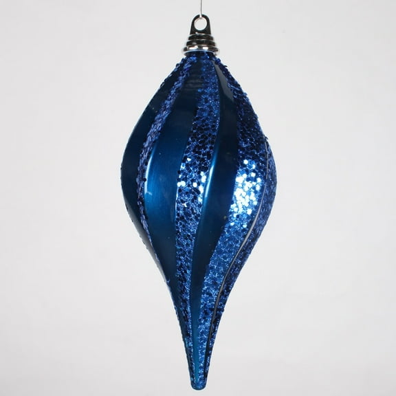 Vickerman 12'' Sea Blue Candy Glitter Swirl Drop Swirl Drop Ornament