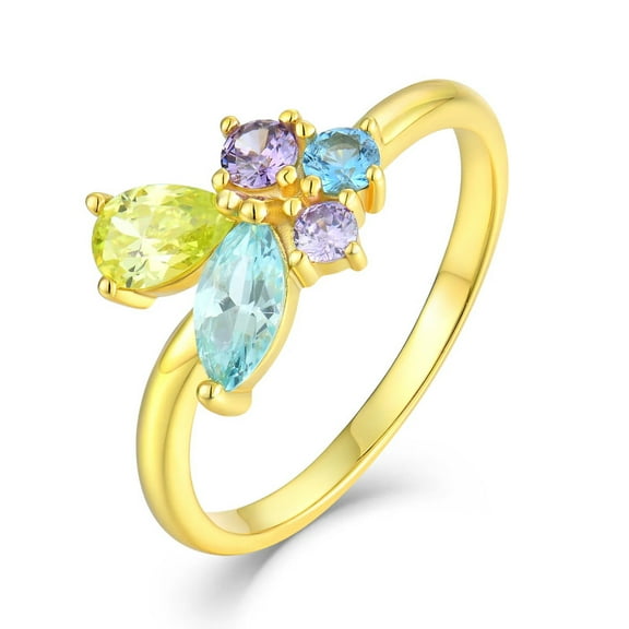 Mix Shape Lab-Created Peridot, Amethyst, and Swiss Blue Topaz Multi-Gemstone Ring in 925 Sterling Silver for Her - Vibrant and Elegant Statement Jewelry