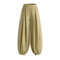 thumbnail image 5 of cocolona Womens Summer Casual Pleated Harem Pants Elastic Waist Straight Vacation Yoga Pants with Pockets, 5 of 5
