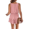 thumbnail image 3 of High Waist Tank Rompers V Neck Beach Womens Flowy Ruffle Layered Shorts Jumpsuit, 3 of 5