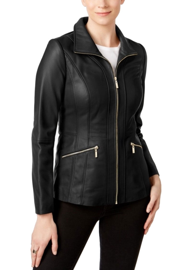 Anne Klein Women's Black Leather Scuba Jacket (M)