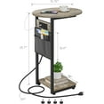 thumbnail image 2 of C-Shaped Round End Table with Charging Station - Slide Under Sofa TV Tray for Living Room Bedroom, 2 of 8