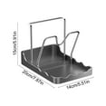 thumbnail image 3 of Kitchen Pot Lid Organizer Rack | V-Shaped Groove | Anti-Slip Stainless Steel & Plastic | Built-In Water Tray | Countertop Storage for Utensils, Spatulas, Cloths | 21x15x4cm | Gray or White | 1 Pack, 3 of 6