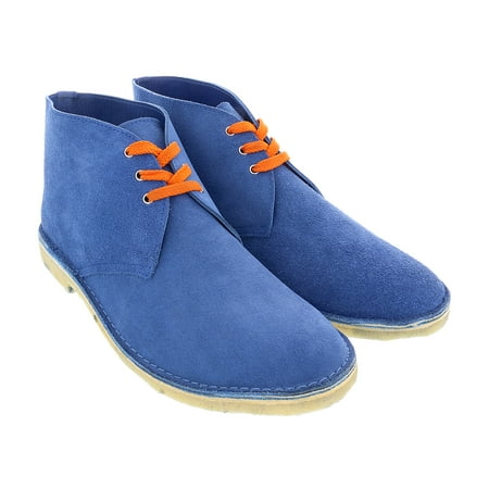Image of DANIELA FARGION Blue Suede Orange Laced Leather Derby Shoes-7 for Mens
