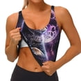 thumbnail image 3 of Fotbe Purple Moon Cat Sujetador Deportivo Largo sin Aros para Mujer con Almohadillas y Soporte Medio, Transpirable y Absorbente, Camiseta Tipo Chaleco o Tank Top-Medium, 3 of 8