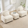 thumbnail image 2 of Miekor Furniture Teddy Fabric Cloud-like Loveseat Sofa,Curved Backrest and Armrest with Curved Lumbar Pillows, Sectional 2 Seater Modular Couch with Movable Ottoman and Supportive Double-layer No1352, 2 of 9