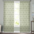 thumbnail image 2 of Sage Green Sheer Curtains 63 Inches Length 2 Panels Set, Window Sheer Curtains for Living Room/Bedroom, Geometric Flower Leaf Diamond Plaid Retro Light Filtering Rod Pocket Curtain 52'' x 63'' x 2, 2 of 7