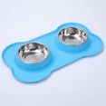 thumbnail image 1 of Almohadillas de silicona antideslizantes y a prueba de derrames + comederos, aptos para alimentar cachorros, perros pequeños, medianos y grandes, y gatos (AZUL), 1 of 4