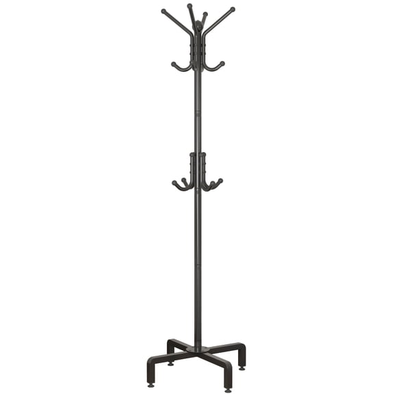 LISHBIE Coat Rack Minimalist 12-Hook Freestanding Black