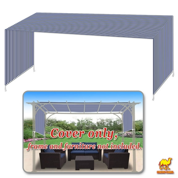 SUNNY 18' x 8.2' Blue with White Universal Replacement Canopy for Pergola Structure, Water-Resistant