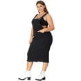 thumbnail image 4 of Vestido de mujer de talgrande con tirantes ajustables y abertuen espalNegro 2X, 4 of 6