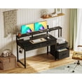 thumbnail image 2 of Computer Desk with 4 Drawers, 48 Inch Office Desk with Printer Shelf & Built-in Power Outlet, Work Desk with Monitor Shelf for Home Small Spaces, Black, 2 of 16