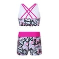 thumbnail image 3 of DPOIS Kids Girls 2 Pieces Swimsuit Crisscross Back Bra Top with Boyshorts Tankini Bathing Suits Graffiti Rose Pink 6, 3 of 5