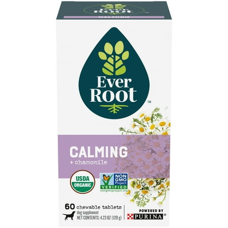 UPC: 0038100189547 | EverRoot Calming Chewable Tablet With Chamomile Dog Supplement for Dog Anxiety Relief by Purina 4.23 oz. Canister