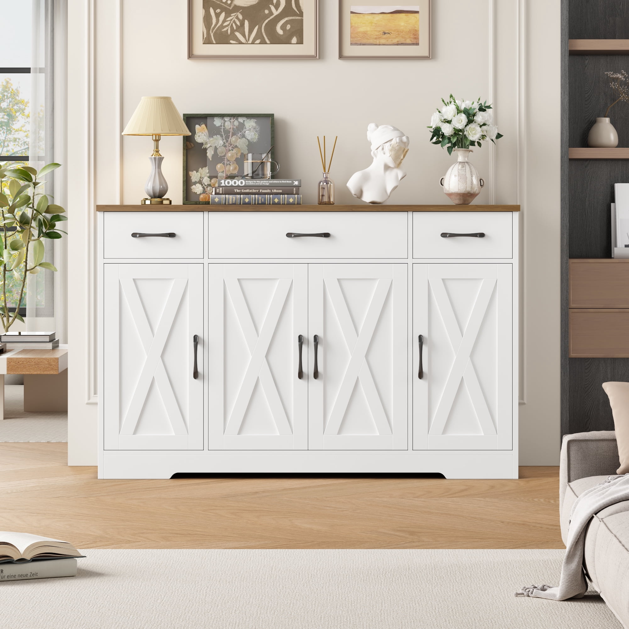 Homfa Buffet Cabinet with 3 Drawers and 4 Doors, Nepal | Ubuy