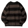 thumbnail image 4 of SEROYE Mens Knit Sweaters Color Block Wide Horizontal Striped Long Sleeve Crewneck Ribbed Trim Pullover Casual Tops (XS, Brown), 4 of 5